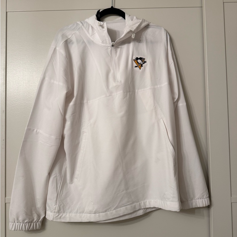 Adidas Quarter Zip Windbreaker Jacket Mens medium white